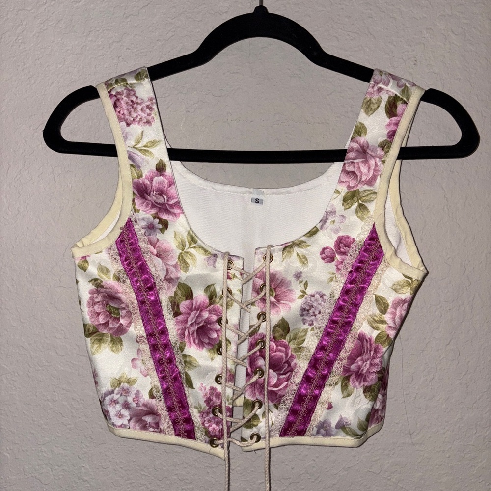 Floral Lace-Up Women Corset Top